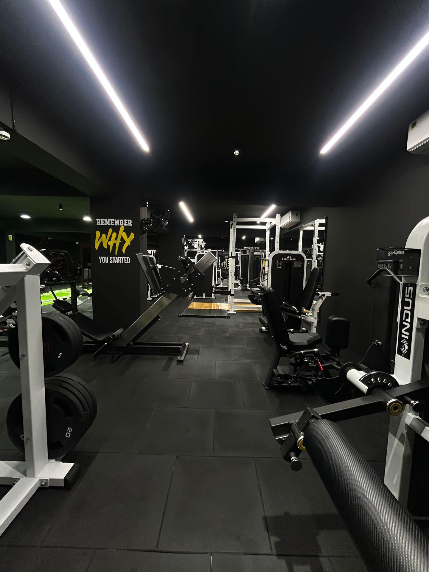 Tomz Fitness Club: machine zone with motivational wall art